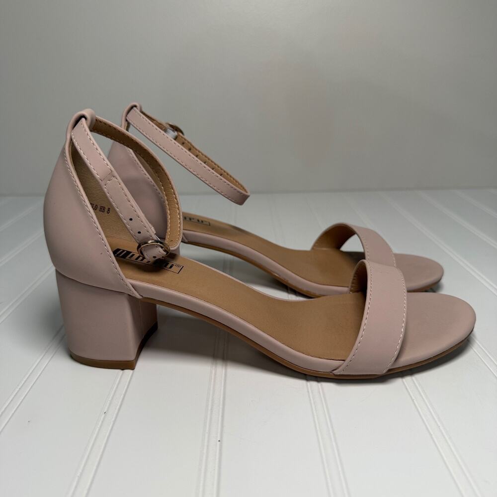 IDIFU Cookies Women’s 8 Nude Nubuck Block Heel Ankle Strap Sandals Wedding - Picture 3 of 9